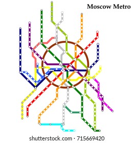 Map Of The Moscow Metro, Subway, Template Of City Transportation Scheme For Underground Road. Vector Illustration