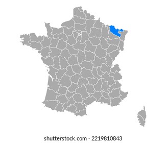 Map of Moselle in France on white