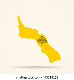 Map of Mount Athos in Mount Athos flag colors

