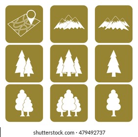 Coniferous Forest Map Symbol Map Mountain Forest Icons Set Vector Stock Vector (Royalty Free) 479492737  | Shutterstock