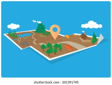 Map Mountain Navigation - 3D Concept