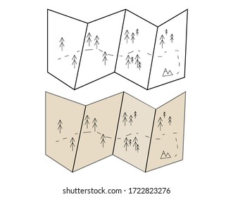 Map to mountains. Camping cartoon map
