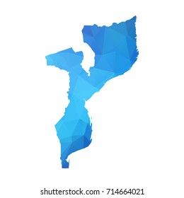 Map of Mozambique - Blue Geometric Rumpled Triangular , Polygonal Design For Your . Vector illustration eps 10.
