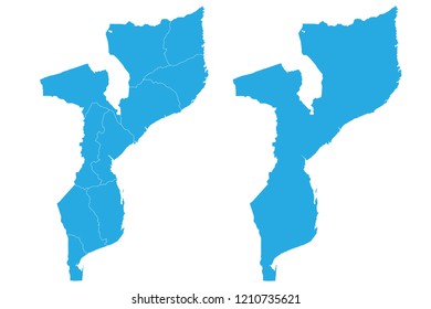 Map - Mozambique Couple Set , Map of Mozambique,Vector illustration eps 10.