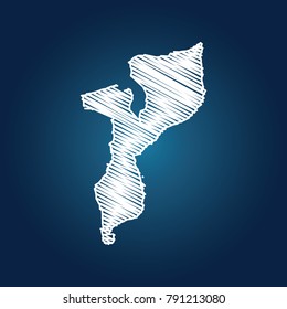 Map of Mozambique, Drawing map on blackboard of Mozambique. drawn on chalkboard with scribbled map of Mozambique can be use for education. vector illustration.
