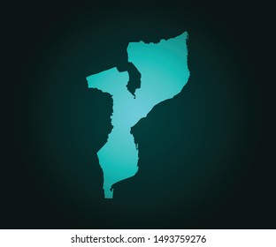 Map of Mozambique green vector isolated on dark background. High detailed green vector map, Mozambique symbol for your web site design map - Vector illustration eps 10.