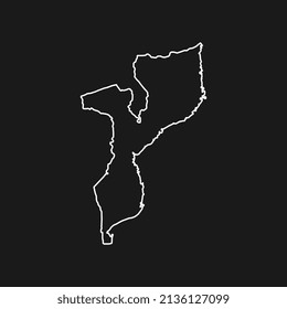 Map of Mozambique on Black Background
