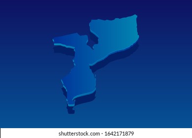 map of Mozambique on blue background. Vector modern isometric concept greeting Card illustration eps 10.