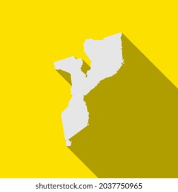 Map of Mozambique on yellow Background with long shadow