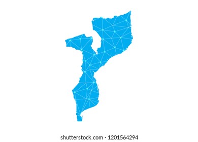 Map of Mozambique from Polygonal wire frame low poly mesh,Mozambique map Vector Illustration EPS10.