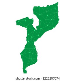 Map of Mozambique from Polygonal wire frame low poly mesh,Mozambique map Vector Illustration EPS10.