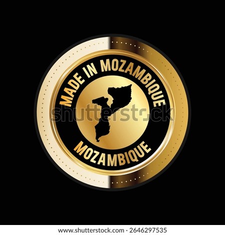 Map of Mozambique. Vector illustration. Logo, Icon, and Symbol. Mozambique map gold seal. 