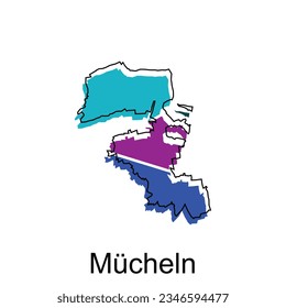 Map of Mucheln Vector Illustration design template, suitable for your company
