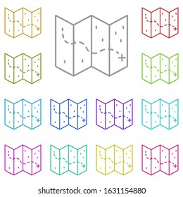 Map multi color icon. Simple thin line, outline vector of adventure for ui and ux, website or mobile application