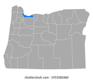 Map of Multnomah in Oregon on white