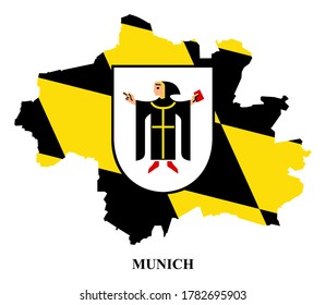 map of munich, country of germany, isolated on white background