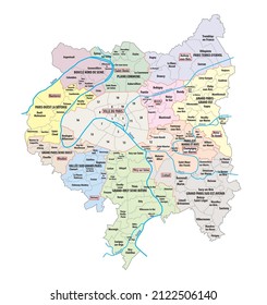 Map of the municipal associations created in 2016 in the metropolitan area of Greater Paris, France 