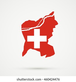 Map of municipality Aarau, Aarau district, canton (country subdivision) of Aargau, Switzerland in Switzerland flag colors