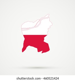 Map of municipality Aarau, Aarau district, canton (country subdivision) of Aargau, Switzerland in Poland flag colors
