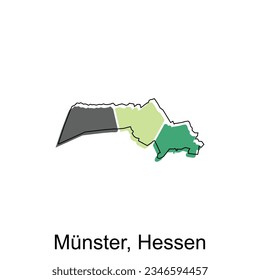 Map of Munster, Hessen Vector Illustration design template, suitable for your company