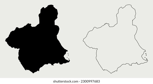 Map of Murcia - Spain region outline silhouette graphic element Illustration template design
