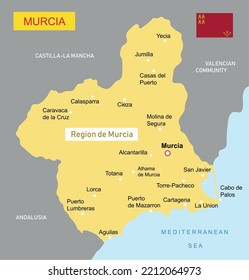 Map of the Murcia in Spain. Vector illustration