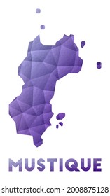 Map of Mustique. Low poly illustration of the island. Purple geometric design. Polygonal vector illustration.