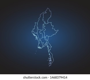 Map of Myanmar - Abstract mash line and point scales on circuit dark background. symbol for your web site design map logo, app, ui,Travel. Vector illustration eps 10.