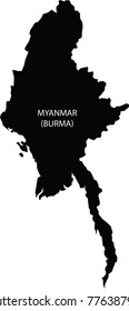 Map of Myanmar (Burma) vector black on white background