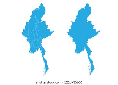 Map - Myanmar Couple Set , Map of Myanmar,Vector illustration eps 10.