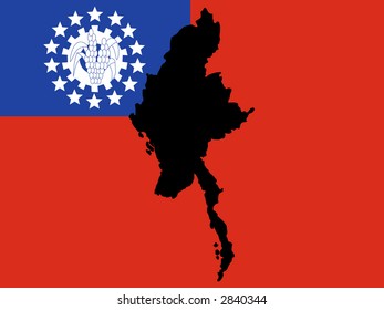 map of Myanmar and flag illustration