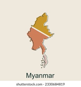 Map of Myanmar geometric outline colorful modern design template, Myanmar map on white background of vector illustration