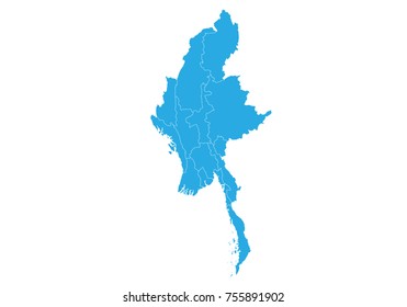 Map Of Myanmar. High Detailed Vector Map - .myanmar