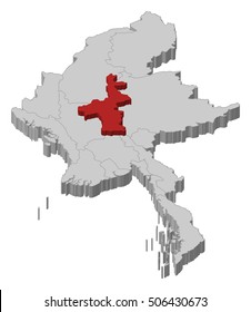 Map - Myanmar, Mandalay - 3D-Illustration