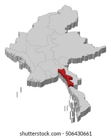 Map - Myanmar, Mon - 3D-Illustration