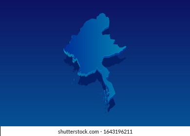mapa de Myanmar con fondo azul. Vector moderno concepto isométrico de la ilustración de la tarjeta de felicitación paso 10.