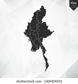 Map of Myanmar , Vector illustration eps 10 on White Polygon Background.