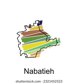 Karte von Nabatieh-Illustrations-Design-Vorlage, schwarze Beschriftung auf weißem Hintergrund