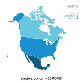 Map Of NAFTA (North American Free Trade Agreement)
