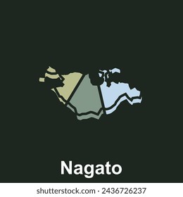 map of Nagato vector design template, national borders and important cities illustration