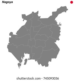 map of Nagoya city with borders of the districts