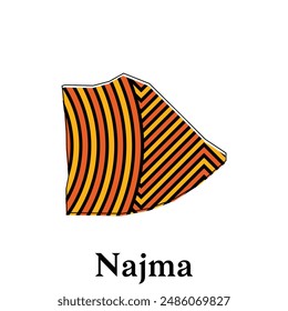 Map of Najma vector design template, national borders and important cities illustration on white background