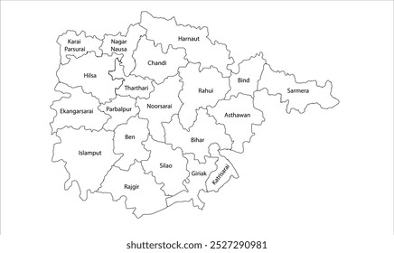 Map of Naland District Block, Nalanda District, Bihar State, Republic of India, Government of Bihar, Indian territory, Eastern India, politics, village, tourism