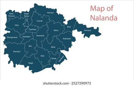 Map of Naland District, Nalanda District, Bihar State, Republic of India, Government of Bihar, Indian territory, Eastern India, politics, village, tourism