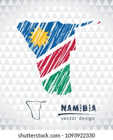 Map of Namibia with hand drawn sketch pen map inside. Vector illustration