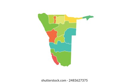 Map of namibia isolated modern colorful style. for website layouts, background, education, precise, customizable, Travel worldwide, map silhouette backdrop, earth geography, political, reports. 