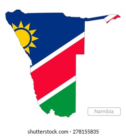 Map of Namibia with an official flag. Illustration on white background