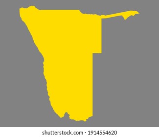 Map of Namibia on gray