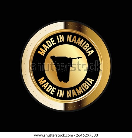 Map of Namibia. Vector illustration. Logo, Icon, and Symbol. Namibia map gold seal. 