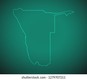 Map of Namibia,Green map on dark background. Vector illustration eps 10.